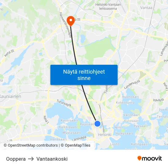 Ooppera to Vantaankoski map