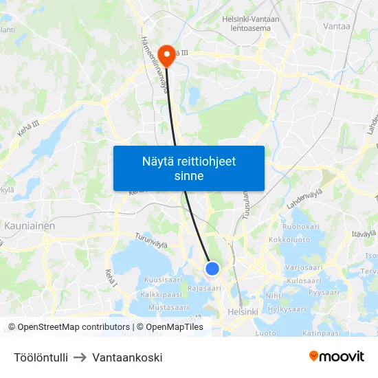 Töölöntulli to Vantaankoski map