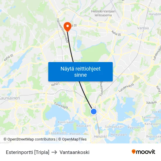 Esterinportti [Tripla] to Vantaankoski map