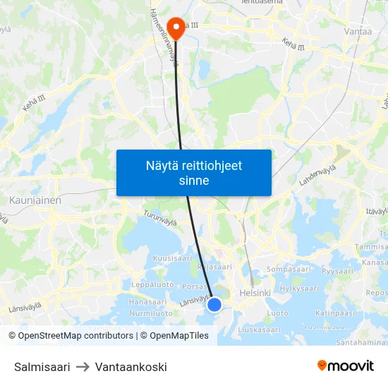Salmisaari to Vantaankoski map