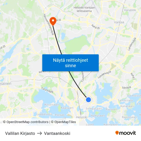 Vallilan Kirjasto to Vantaankoski map