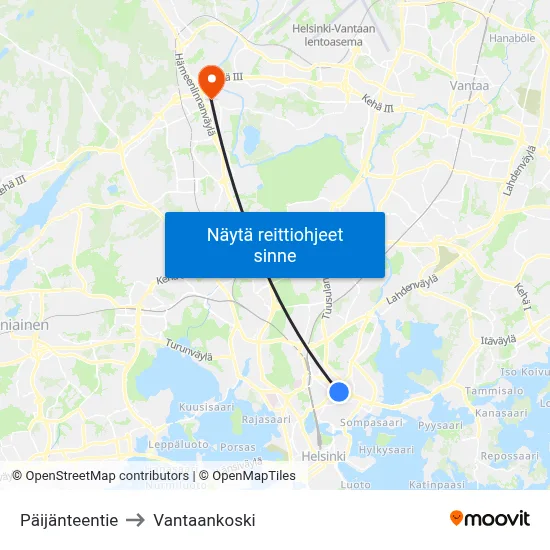 Päijänteentie to Vantaankoski map