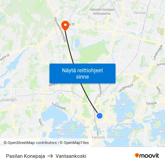 Pasilan Konepaja to Vantaankoski map