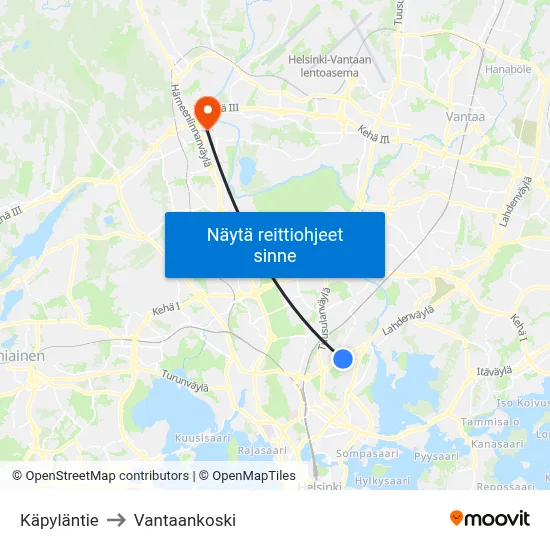 Käpyläntie to Vantaankoski map