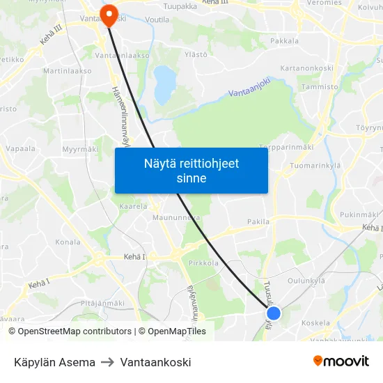 Käpylän Asema to Vantaankoski map