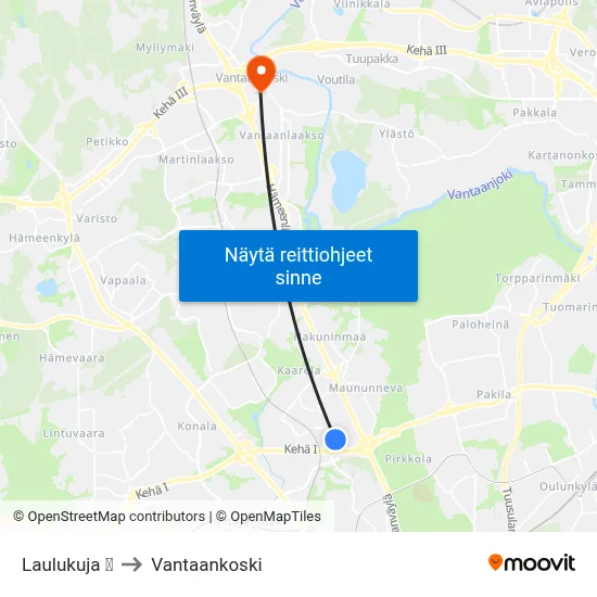 Laulukuja 🛍️ to Vantaankoski map