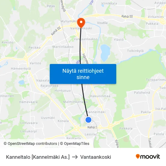 Kanneltalo [Kannelmäki As.] to Vantaankoski map
