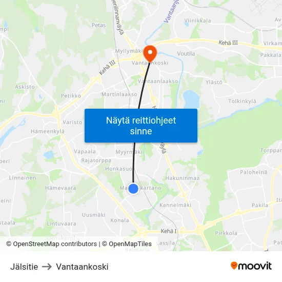 Jälsitie to Vantaankoski map