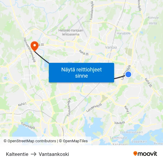 Kalteentie to Vantaankoski map