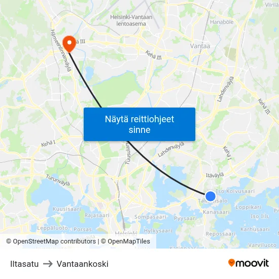 Iltasatu to Vantaankoski map