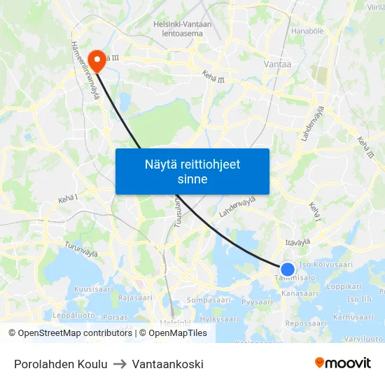 Porolahden Koulu to Vantaankoski map