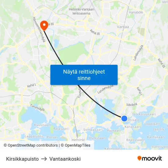 Kirsikkapuisto to Vantaankoski map