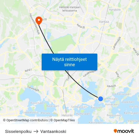 Sisselenpolku to Vantaankoski map