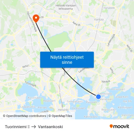 Tuorinniemi 🌳 to Vantaankoski map