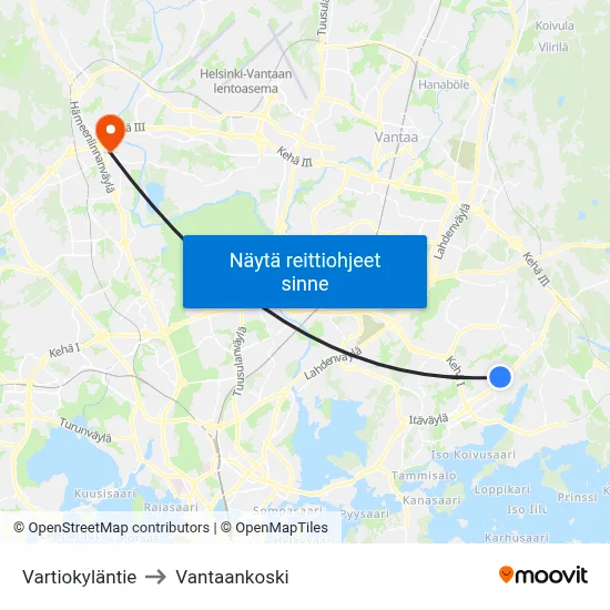 Vartiokyläntie to Vantaankoski map