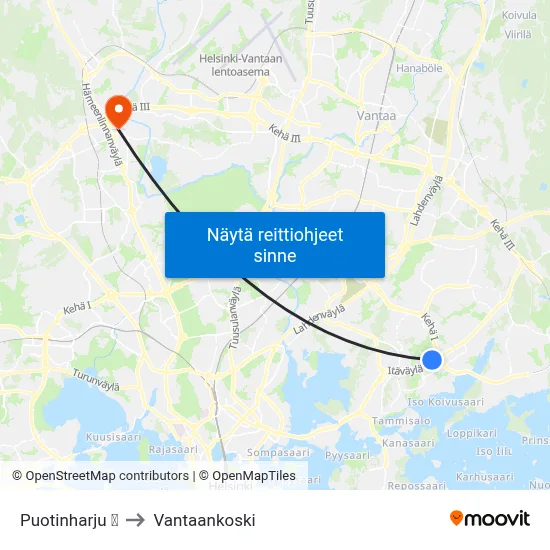 Puotinharju 🛍️ to Vantaankoski map