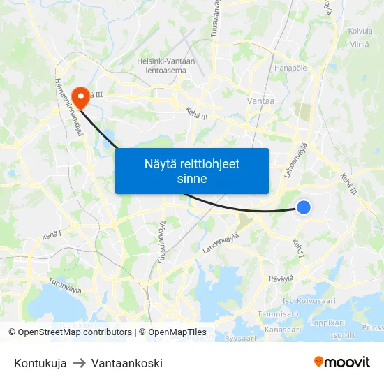 Kontukuja to Vantaankoski map