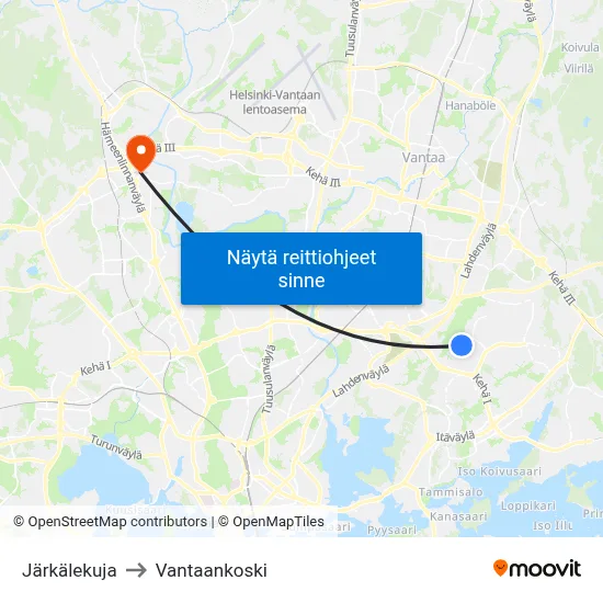 Järkälekuja to Vantaankoski map