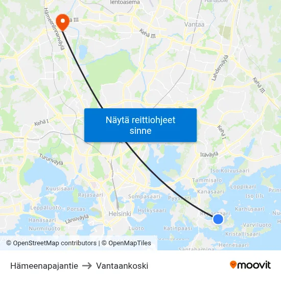 Hämeenapajantie to Vantaankoski map
