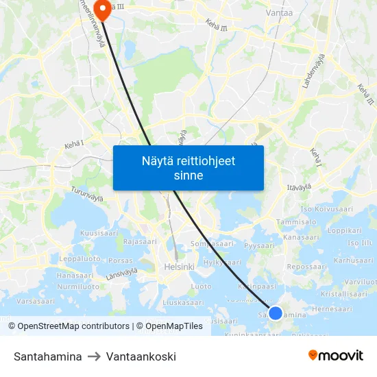 Santahamina to Vantaankoski map