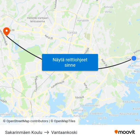Sakarinmäen Koulu to Vantaankoski map