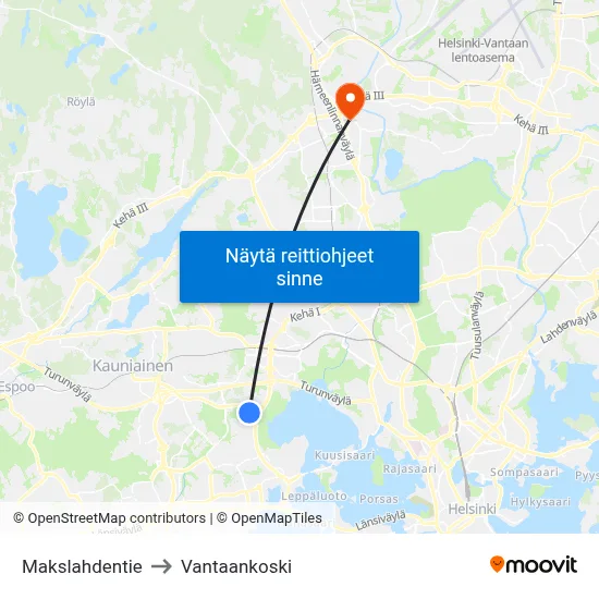 Makslahdentie to Vantaankoski map