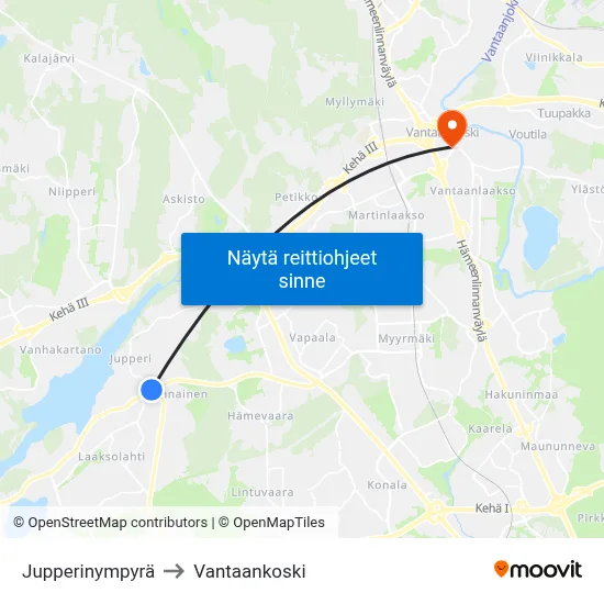 Jupperinympyrä to Vantaankoski map