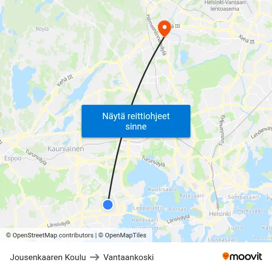Jousenkaaren Koulu to Vantaankoski map
