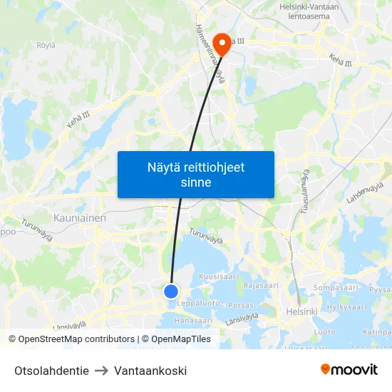 Otsolahdentie to Vantaankoski map