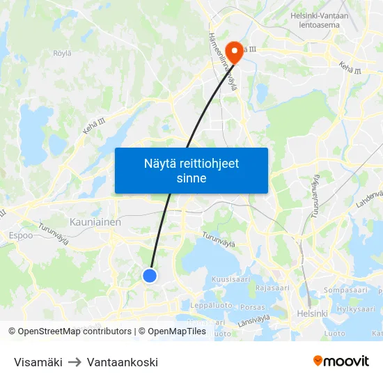 Visamäki to Vantaankoski map