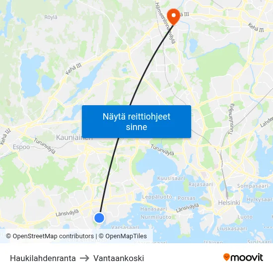 Haukilahdenranta to Vantaankoski map