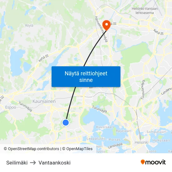 Seilimäki to Vantaankoski map