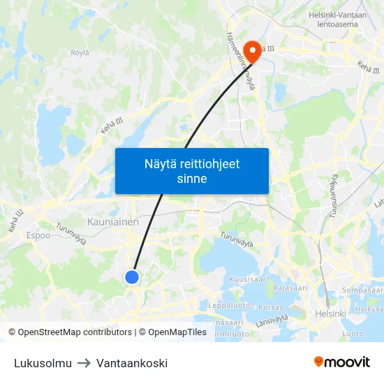 Lukusolmu to Vantaankoski map
