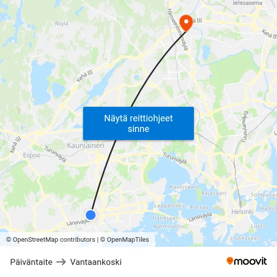 Päiväntaite to Vantaankoski map