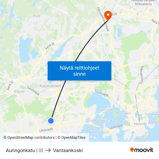 Auringonkatu | 🛒🍽 to Vantaankoski map