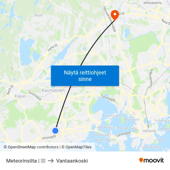 Meteorinsilta | 🌳🏫 to Vantaankoski map