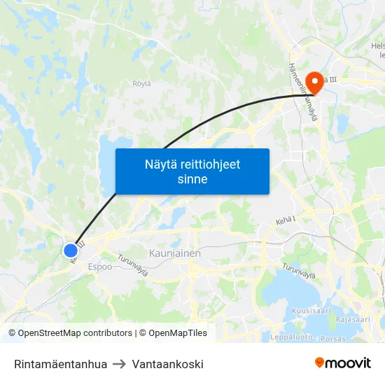 Rintamäentanhua to Vantaankoski map