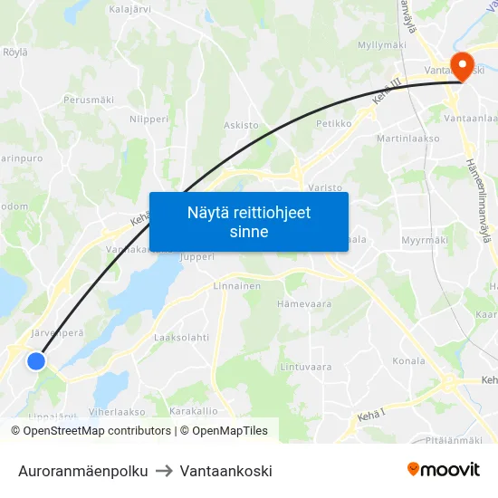 Auroranmäenpolku to Vantaankoski map