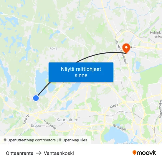 Oittaanranta to Vantaankoski map