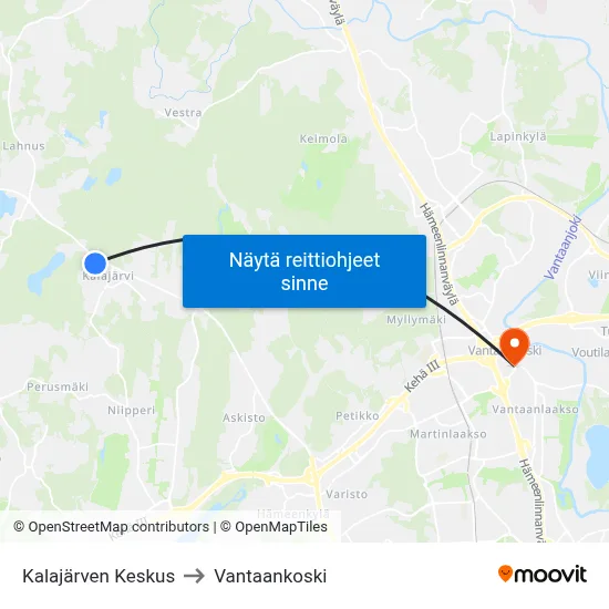 Kalajärven Keskus to Vantaankoski map