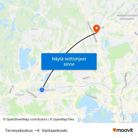 Terveyskeskus to Vantaankoski map