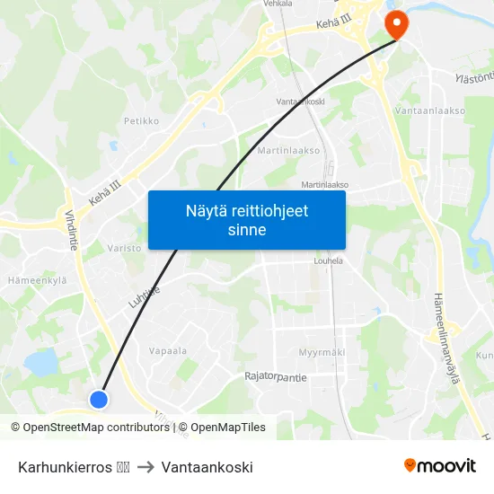 Karhunkierros | 🎒⛳ to Vantaankoski map