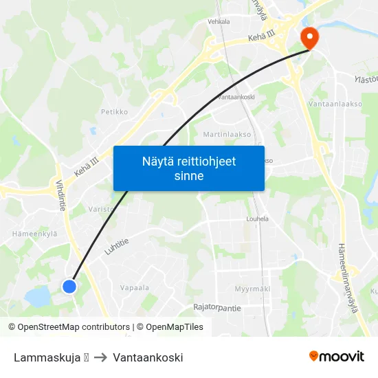 Lammaskuja 🛒 to Vantaankoski map