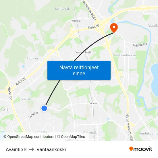Avaintie | ⚽ to Vantaankoski map