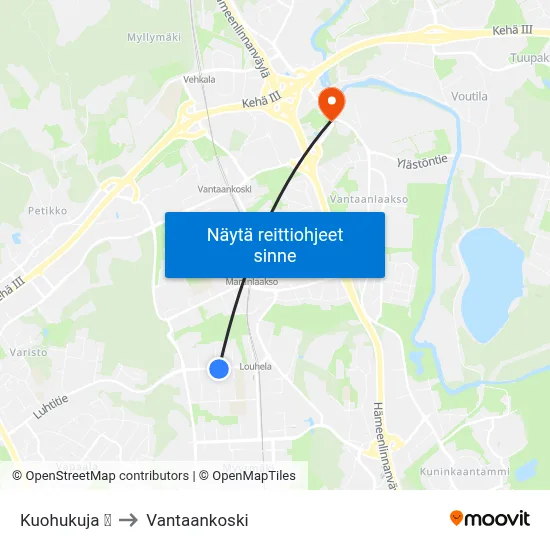 Kuohukuja 🛒 to Vantaankoski map