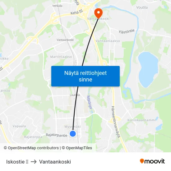 Iskostie 🛍️ to Vantaankoski map