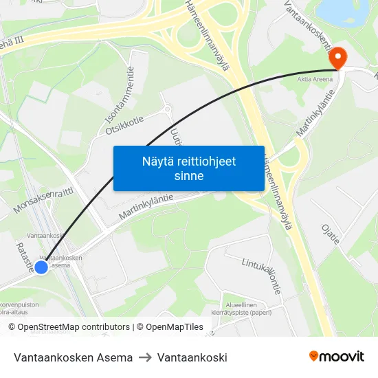 Vantaankosken Asema to Vantaankoski map