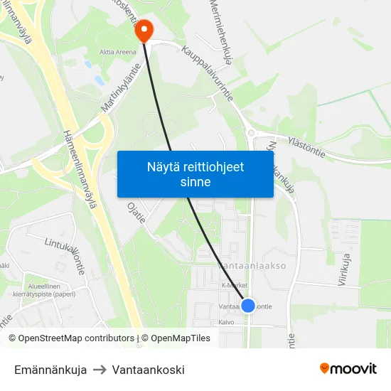Emännänkuja to Vantaankoski map