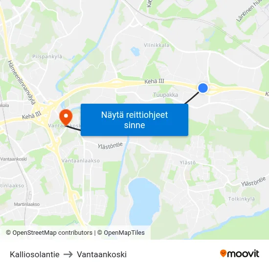 Kalliosolantie to Vantaankoski map