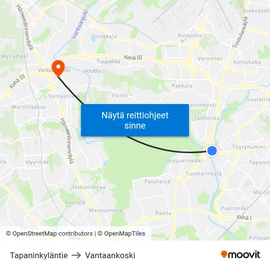 Tapaninkyläntie to Vantaankoski map